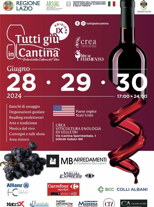 Vino: Al via al CREA di Velletri “Tutti giù in Cantina”, il Festival della Cultura del vino.